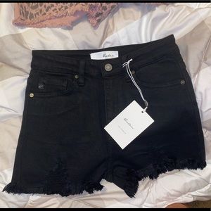 KanCan distress high rise black shorts